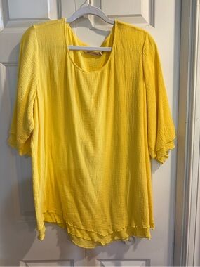 Soft Surroundings Yellow Textured Scoop-Neck Tunic